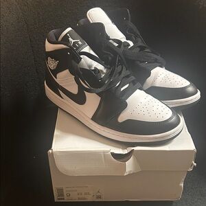Nike Air Jordan 1 Mid Black White Sneakers